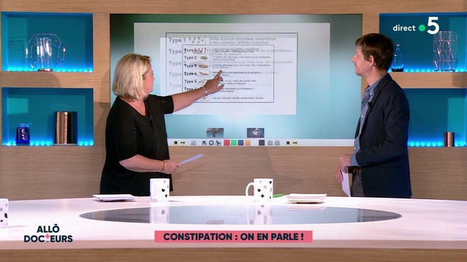 L'échelle de Bristol classe les selles en sept types, les explications de Marina Carrère d'Encausse et Philippe Charlier